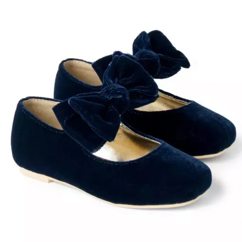 Janie and Jack Velvet Bow Ballet Flat - Picture 1 of 6